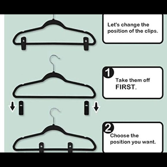 20 piece X2 (total 40 pc) velvet hanger clips. - Picture 1 of 7
